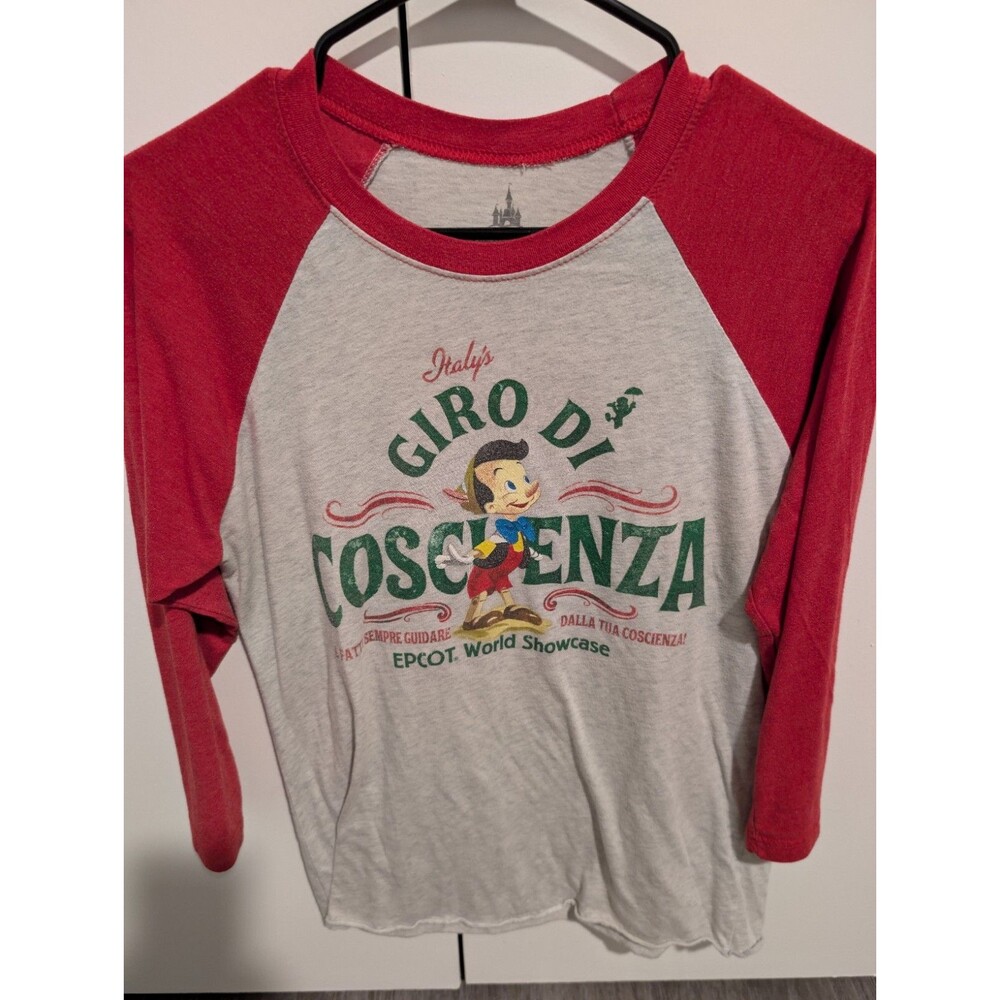 Disney Parks Epcot Italy Pavilion Pinocchio "Conscienza" Raglan T Shirt Size S